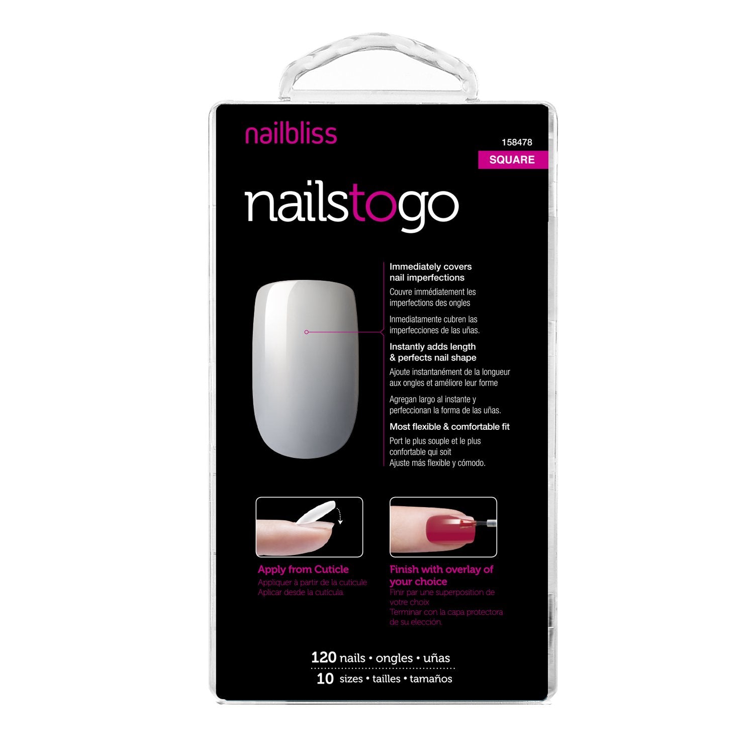 Makeup Nails Glue On Nails To Go SQUARE NTG01