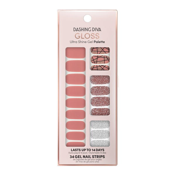 Makeup Nails Nail Strips Gloss Gel Strips Rose Sparkle 2
