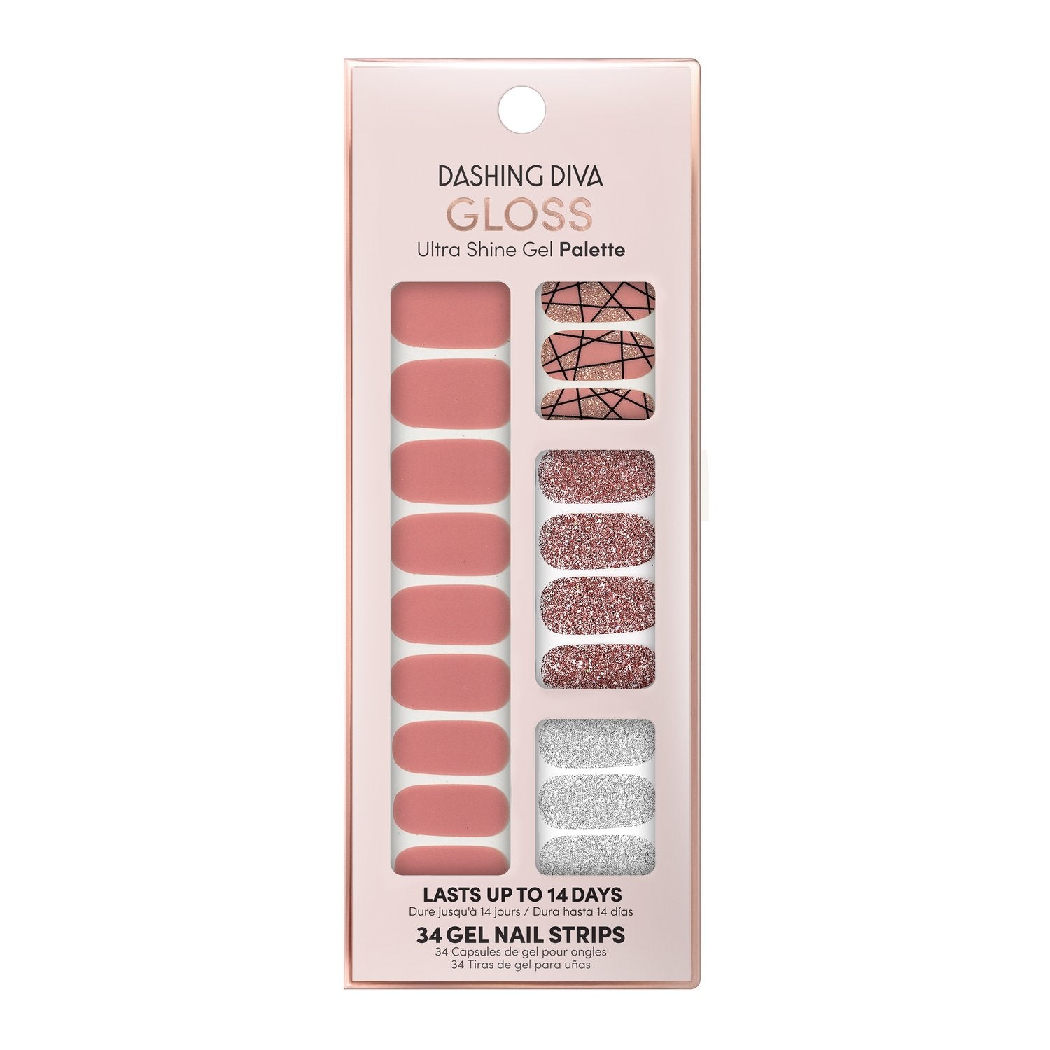 Makeup Nails Nail Strips Gloss Gel Strips Rose Sparkle 3
