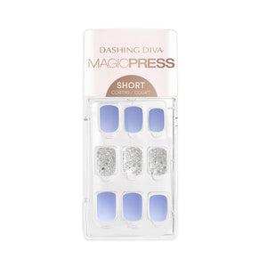 Makeup Nails Press On Magic Press Bubble Gum Blue Short