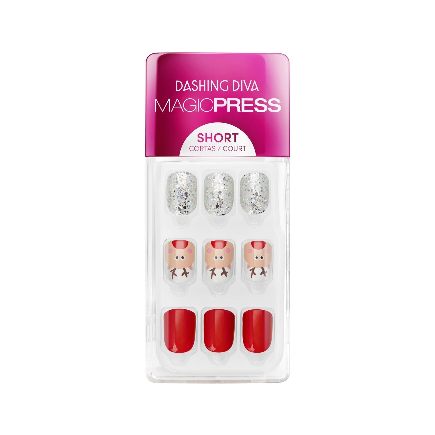 Makeup Nails Press On Magic Press RED NOSE RUDOLPH